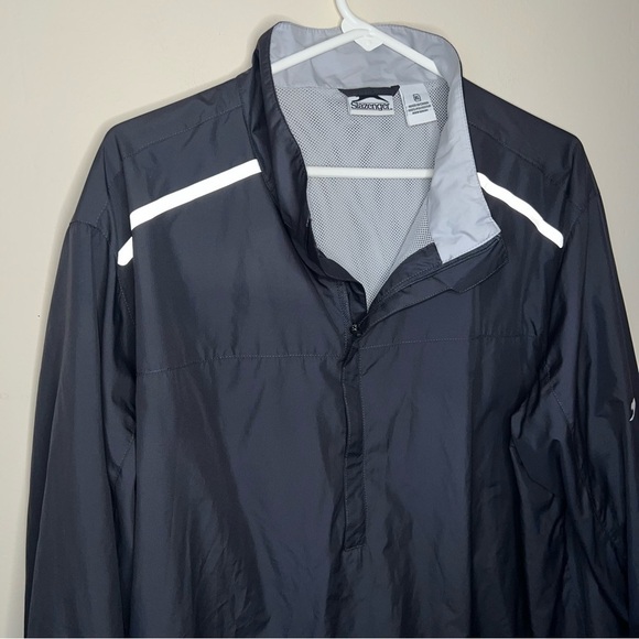 Slazenger Men's Golf Windbreaker Pullover Jacket Long Sleeve Graphite/Black XL - Picture 3 of 9